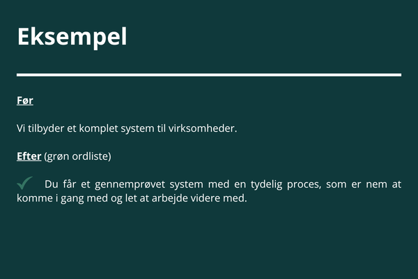 Eksempler fra den grønne ordliste