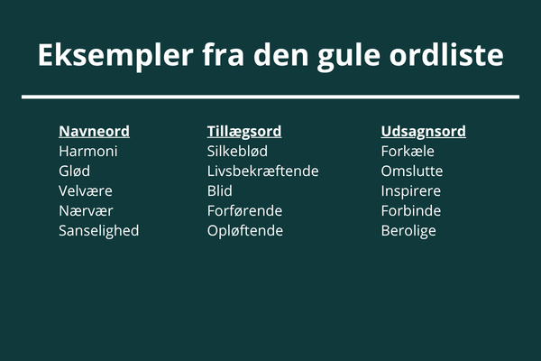 Eksempler fra den gule ordliste