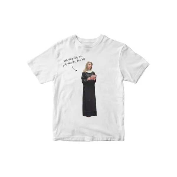 Rød kommunikation med Sandies t-shirt